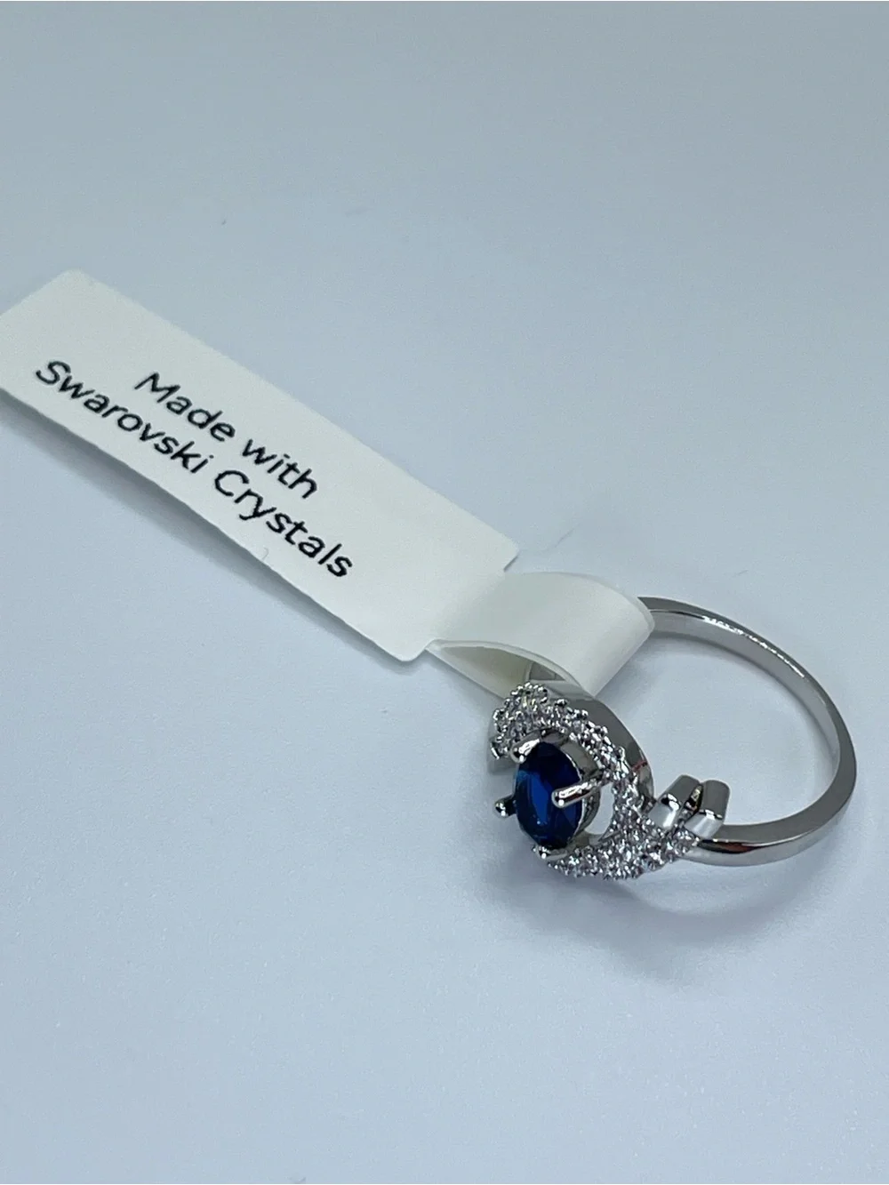 Swarovski Crystal Elements Sapphire Blue Swarovski Elements Halo Ring Size 7